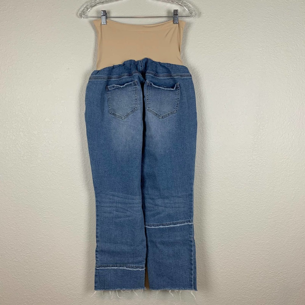 Indigo Blue Patchwork Full Panel Maternity Jeans - image 2